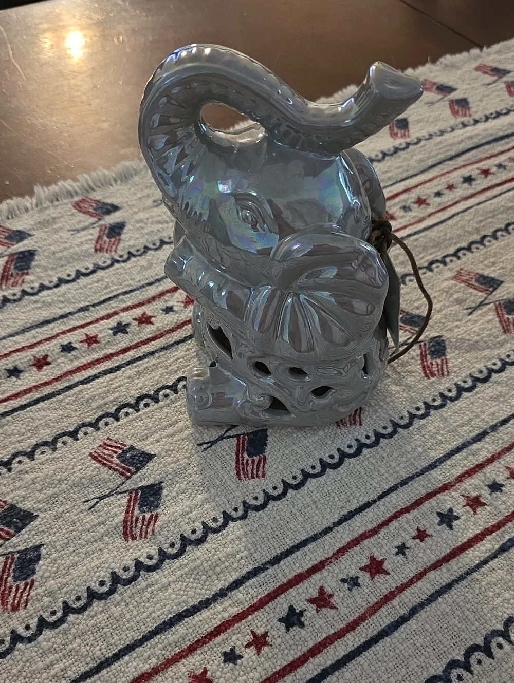 Iridescent Gray Elephant Ceramic Accent - Home Accents